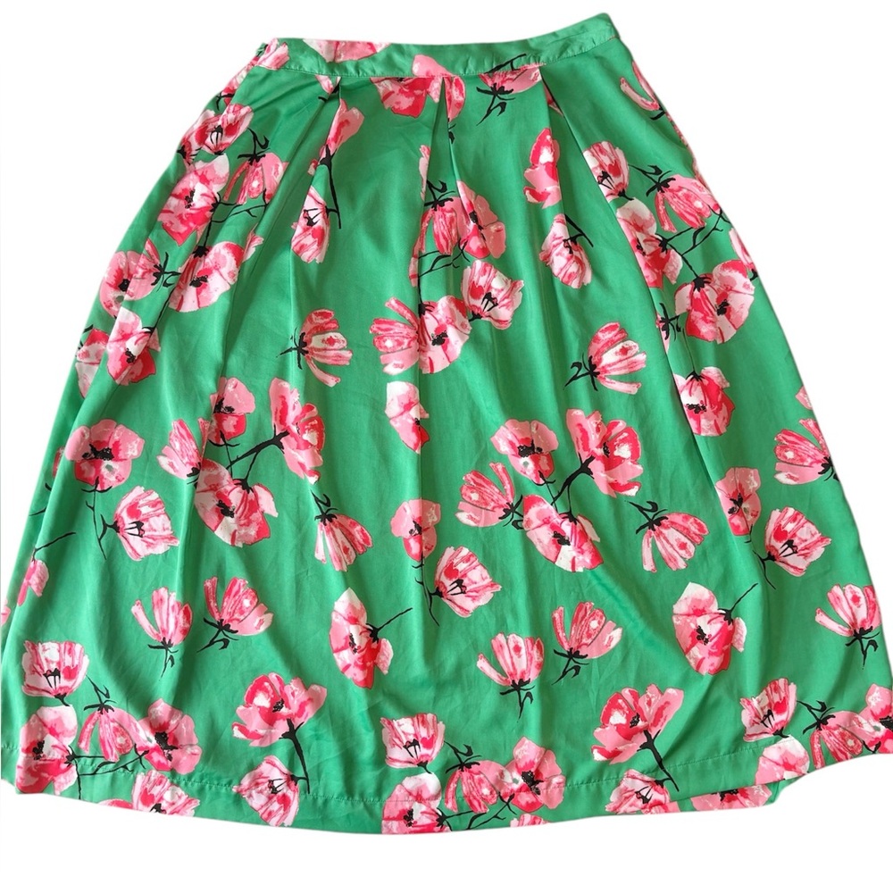 Who What Wear Green and Pink Floral Midi Skirt Womens Size 12 - Picture 4 of 7